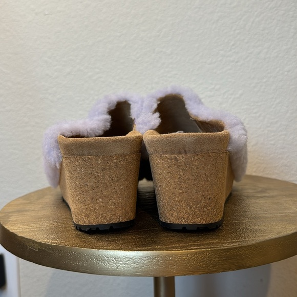 BIRKENSTOCK Papillio Namics Teddy Shearling Purple Fog Mule Wedges, size 7 - Picture 6 of 12